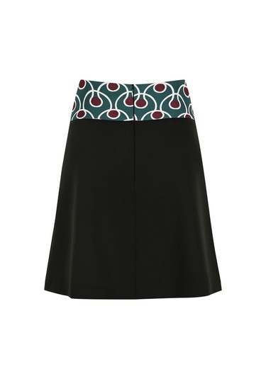 Kadın Fermuar Detaylı Beli Desenli Pileli Etek Frn4052 Siyah