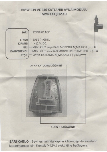 Bmw E39 ve E46 Uyumlu Katlanır Ayna Modülü