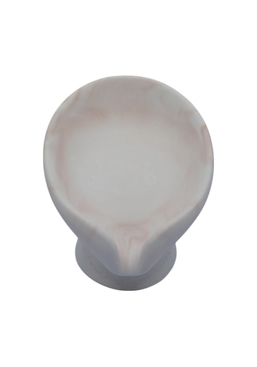 2 Li Taş Banyo Seti Beyaz - Kahverengi Mermer Desenli Aıvı Sabunluk Ve Giderli Katı Sabunluk 18 Cm Beyaz