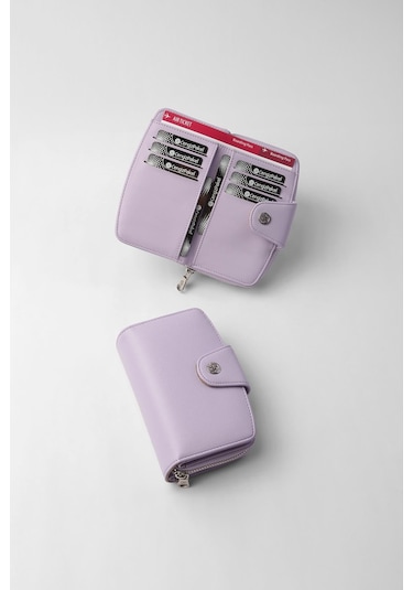Cengiz Pakel Orta Boy Çıt Çıt Detaylı Kadın Cüzdan/portföy - 65300 - Lila 65300-lila