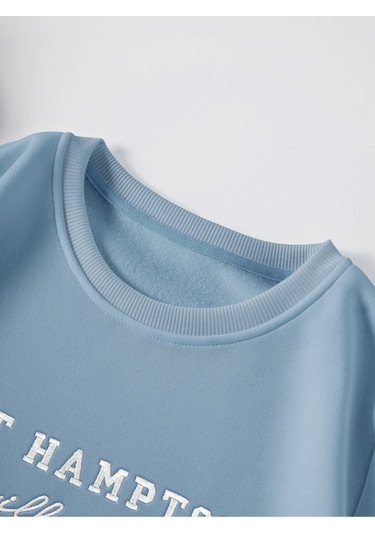 Coke Serisi Letter Embroidery Thermal Lined Pullover-trzksw2089 Bebek Mavisi