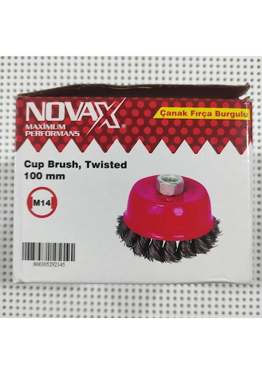 Novax Çanak Fırça Burgulu 100 Mm M14 Tüv Onaylı Ce Belgeli Daire Burgu Çanak