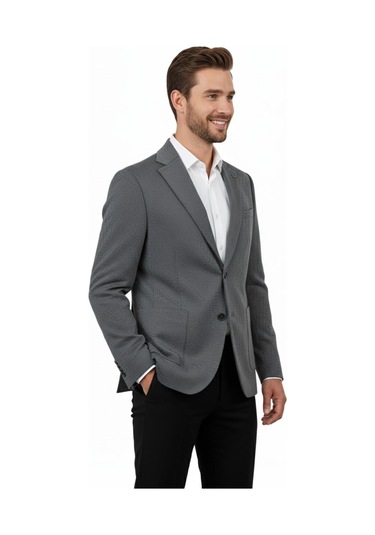 Erkek Tek Spor Ceket Çift Yırtmaçlı Bgl-st04979 Gri