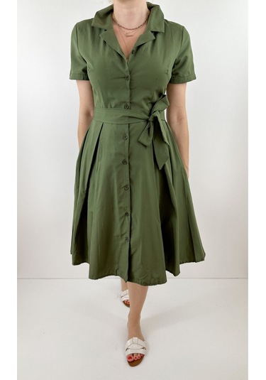 Modaonna Gömlek Elbise Haki