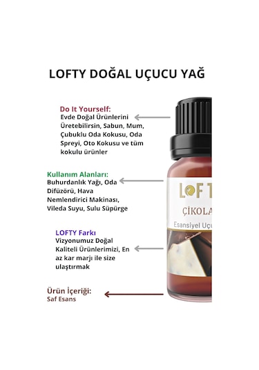Lofty Çikolata Uçucu Yağ Buhurdanlık Esansı Oda Kokusu 10 ML
