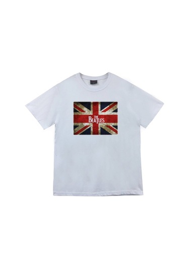 Kadın Beyaz The Beatles Baskılı T-shirt Beyaz