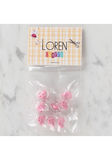 Loren Crafts 8 Li Şeffaf Pembe Araba Düğme - 249