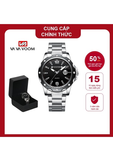 Skycity Kuvars Kol Saati - İthal Hareket, Derin Su Geçirmezliği, Delikli Kadran, Parlak Cam, Paslanmaz Çelik Kordon Ve Parlak Işımlı Fonksiyon Altın