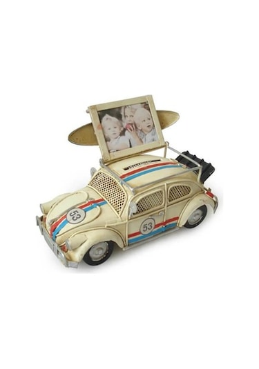 Dekoratif Metal Vosvos Araba Çerçeveli Ve Kumbaralı Biblo