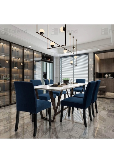 Faiend Yıkanabilir Likralı Esnek Lastikli Sandalye Kılıf Örtü Petrol Mavi