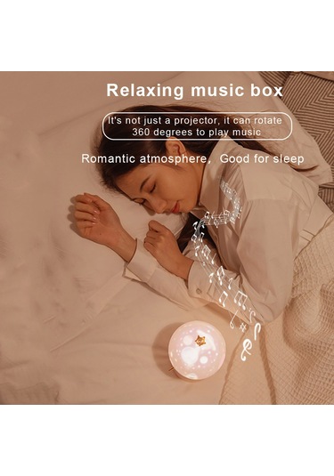 Neevoyu Çocuklar İçin 3'ü 1 Arada Müzikli Projektör Gece Lambası - 6 Tema Slider, 8 Piyano Şarkısı, Usb Şarjlı, Sıcak/soğuk Işık Seçenekleri