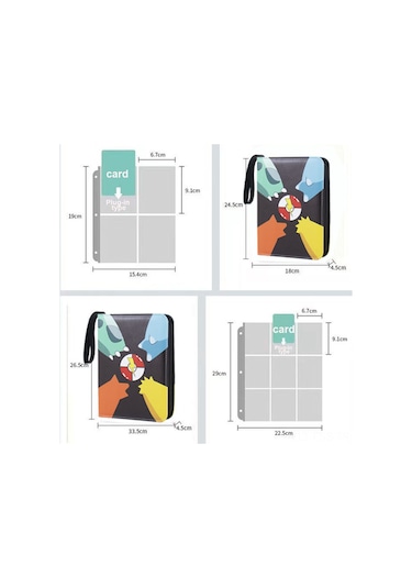 Hfambition Pokemon Kartları İçin Taşınabilir 400 Kartlı Koleksiyon Kutusu - 50 Sayfa 4 Cepli, Pu+eva Malzeme, Sağlama Ve Düzenleme Özelliği Çok Renkli