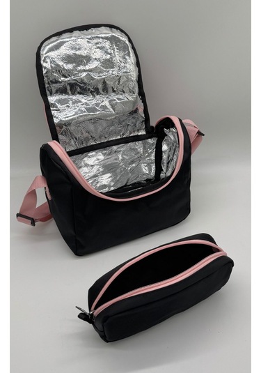 İlk Okul Çantası 3'lü Seti Unisex Çocuk İlkokul Çantası Bvt-8010 Pudra-siyah Pudra