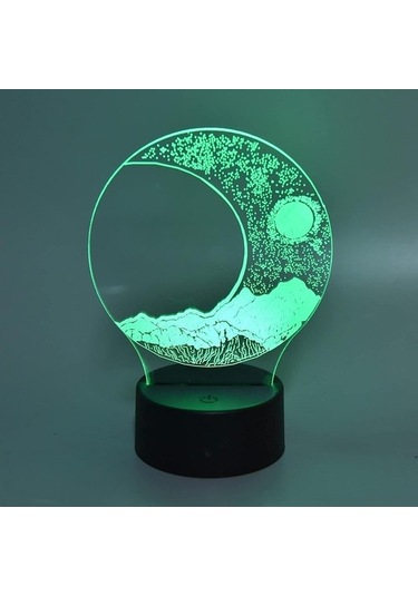 Goldenqian 3d Işık, Ay Akrilik 7 Renk Değiştirme Usb Powered Çevre Dostu Led Gece Lambası Için Doğum Günü Hediyesi Yatak Odası Için O37qno Siyah