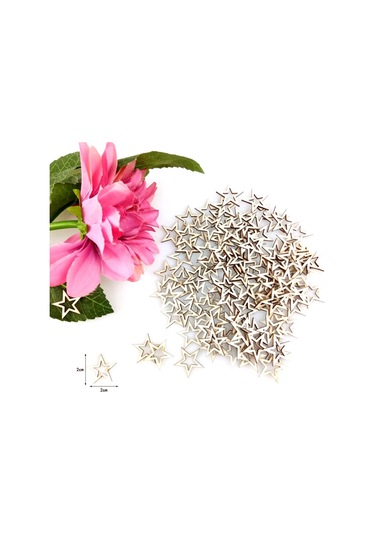 Xiyyadms Ahşap El Sanatı Yıldız Desenli Delikli Parçalar - 20mm 100 Adet Dıy Dekorasyon Aksesuarı