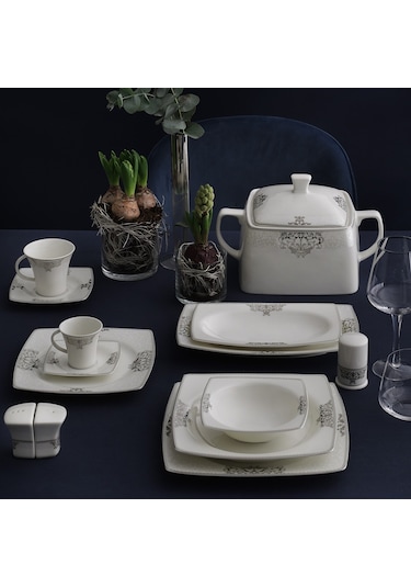 GÜRAL CAROLINE 85 PARÇA KARE BONE YEMEK TAKIMI - 56861