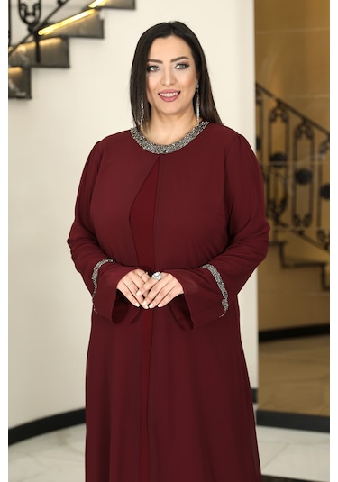 Raika Moda Sultan Büyük Beden Tesettür Abiye Bordo
