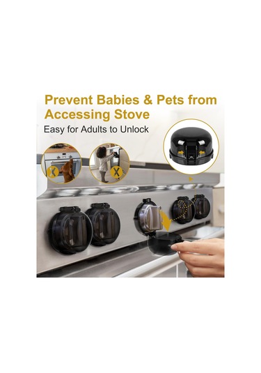 Hangfox Çocuk Ve Evcil Hayvan Güvenliği İçin 5'li Ocak Düğme Koruması, Evrensel Boyut, Isı Dayanıklı 248 F , Tek Elle Kullanıma Uygun, Sıcaklığa Dayanıklı Siyah Kapaklar Çok Renkli