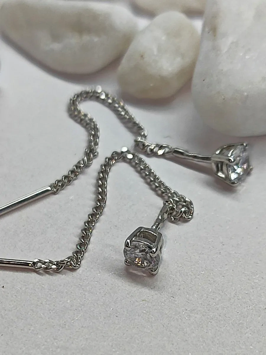 Sılver Whale Uzun Uzatmalı Gümüş Küpe Klips 44561354 Diğer