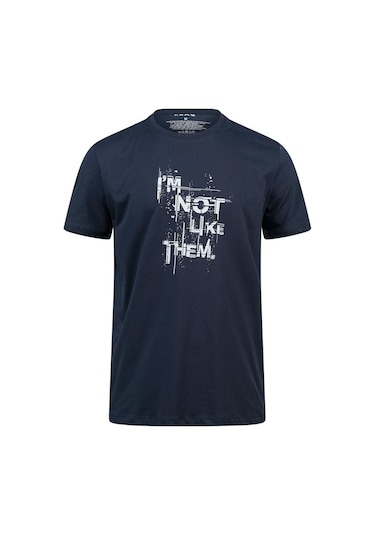2as Alex Baskılı Erkek Sıfır Yaka T-shirt 035 Lacivert