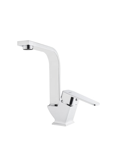 Tema Kare Slim Tek Gövde Kuğu Lavabo Bataryası Krom