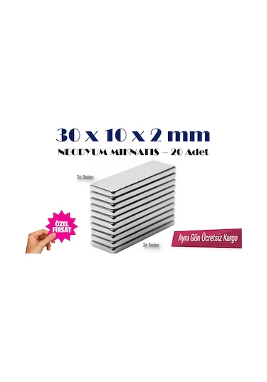 Neodyum Mıknatıs Neodyum Magnet 30X10X2 Mm 20 Adet
