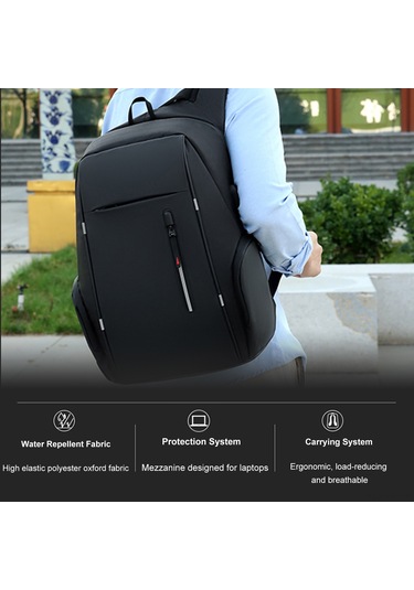 Lemestar 17" Usb Şarjlı Su Geçirmez Laptop Çantası - Büyük Kapasiteli Sırt Çantası Gri