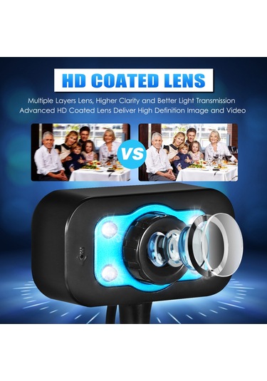 Skycity Usb Plug & Play 80mp Cmos Webcam İle Siyah, Gürültü Azaltıcı Mikrofon, Gece Görüşü, 360 Döner, Hd Video Konferans, Ders İçin Bilgisayar Kamerası