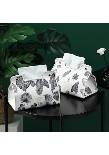 I-1 Adet Deri Doku Kutusu İskandinav Araba Doku Kutusu Ins Ev Oturma Odası Dekorasyon Yatak Odası Mutfak Masaüstü Saklama Kutusu Peçete Tutucu