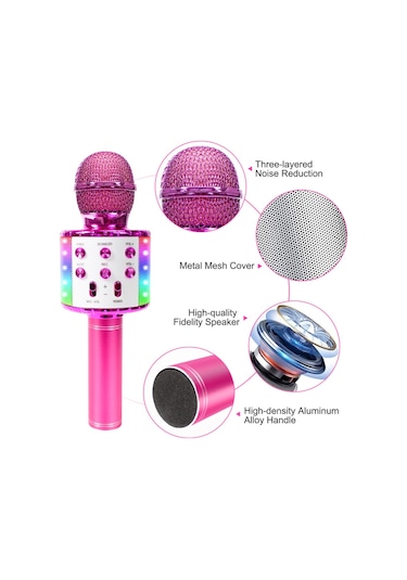 Mufunye Profesyonel Bt Kablosuz Mikrofon Karaoke Hoparlör Ktv Müzik Çalar Şarkı Kaydedici El Mikrofonu Mavi