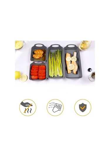 Besthome1 4'lü Gri Silikon Fırın Bölücü Seti - Dayanıklı, Anti Yapışkan, Farklı Malzemeler İçin Gri Gri