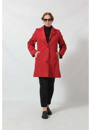 1670 Düğmeli Cep Detaylı Bondit Ceket Kırmızı
