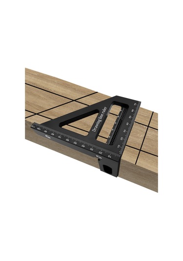 Reedark Alüminyum Ahşapçılık Ölçü Cihazı - 45/90 Derece Açı Ölçümü, Çizim Ve Kalibrasyon İşlevi - Siyah