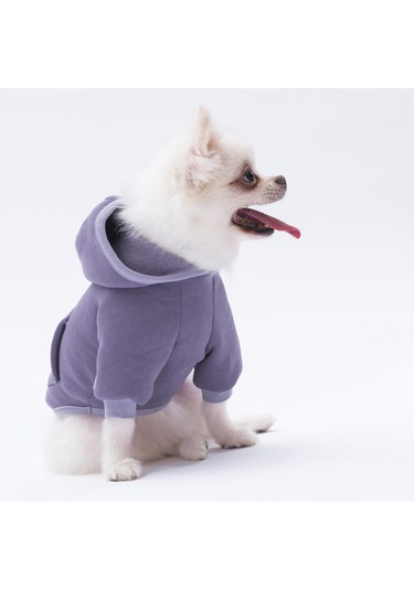 Koyu Lila Kanguru Cepli Kedi-köpek Hoodie- Sweatshirt Kedi Köpek Kıyafeti