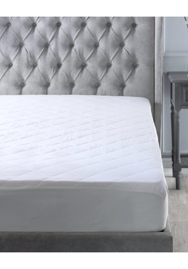 Çift Kişilik 180x200 Su Geçirmez Fitted Lastikli Yatak Koruyucu Alez Kapitone Silikon Elyaf Beyaz