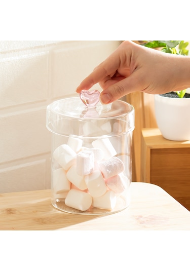 Porsima Hearts 3lü 750 Ml Borosilikat Cam Kavanoz Seti Saklama Kabı Takımı 10x12 Cm Şeffaf