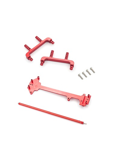 Youmex Alüminyum Rc Araba Geliştirme Seti: Kasa Direkli + Orta Vites Mil + İkinci Kat Tahtası, Wltoys 1/18 A959 A949 A969 A979 K929 Uyumlu Kırmızı