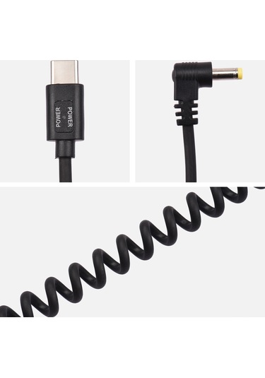 Symbee 9v Dc4.0x1.7mm Usb Type-c Pd3.0 Adaptör Kablosu, 1 Metre Uzunluk, Siyah Yaylı Akım Kablosu