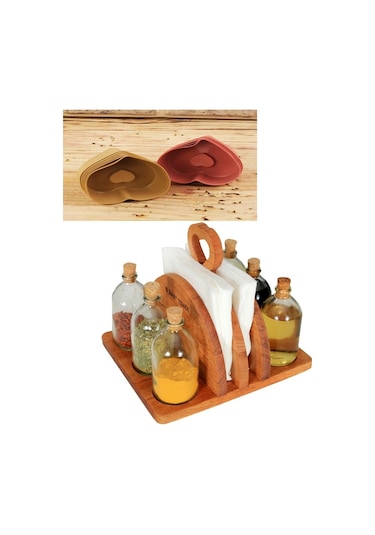 Ahşap Peçetelik Yağlık Sirkelik Baharatlık Seti Kek Kalıbı
