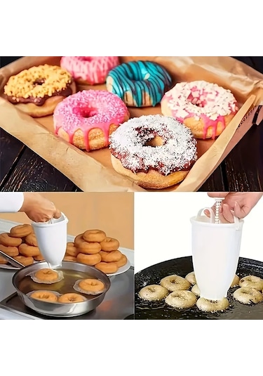 Besthome1 Beyaz Elektriksiz Donut Makinesi Evde Kolay Kızartma Halka Yapma Makinesi Ptfe Yok Hızlı Pişirme