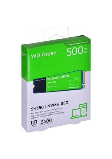 Wd Green SN350 WDS500G2G0C 500GB PCIe Gen3 2400/1500 Nvme Pcıe M.2 SSD