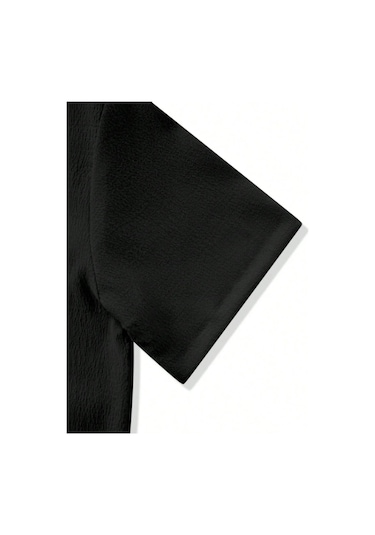 Alaçatı Stili, Erkek, Bürümcük, Krinkıl Kumaş, Yazlık Likralı Gömlek, Ve Şort Jogger Takım, Kombini Kum - Siyah