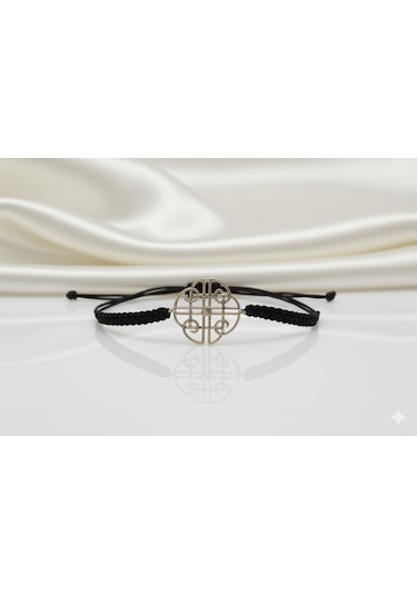 Ariş Kelt Sembolleri- Nazar Kalkanı Shield Knot Bileklik Sarı Altın