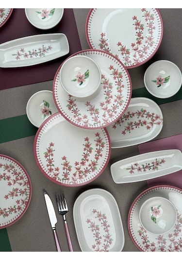 Tabak Evi Bahar Dalı Tuval Kahvaltı Takımı 6 Kişilik 14 Parça Tvl14kahprs1155 Çok Renkli