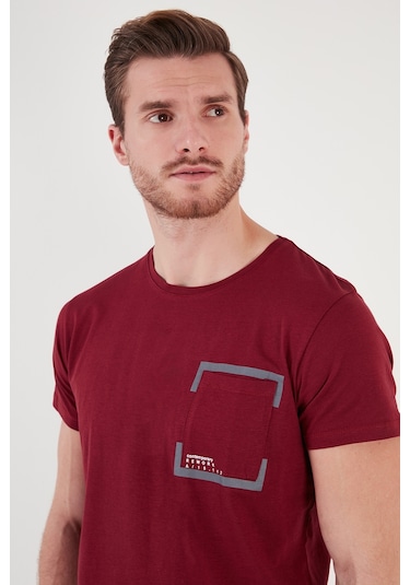 Buratti Bisiklet Yaka Pamuklu Slim Fit Erkek T Shirt 541Rework Bordo