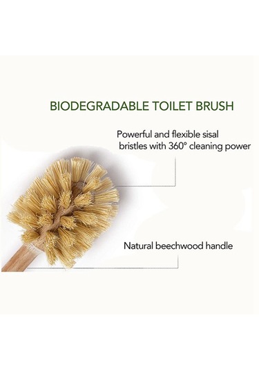 Tuvalet Fırçası, Kayın Ağacından Yapılmış Tuvalet Fırçası, Güçlü Jüt Kılları Ahşap Rengi