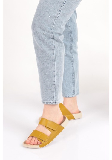 Dgn P27 Kadin Çift Bantli Terlik P27-1512-R12616 Sarı