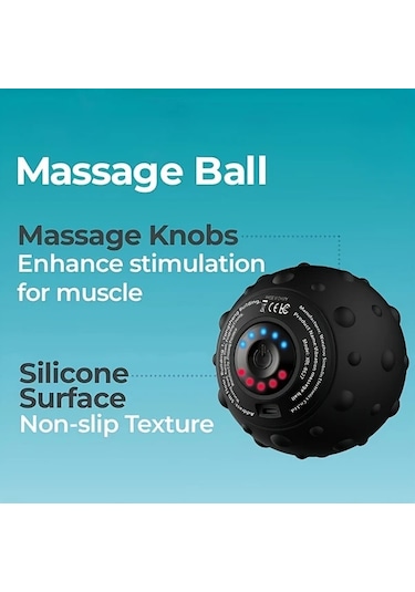 Honeybeeshop Siyah 5 Hizli Yuksek Yogunluklu Sarj Edilebilir Titresimli Masaj Topu Kas Fitness Servikal Omurga Bel Ayak Icin Elektrikli Yoga Topu Siyah