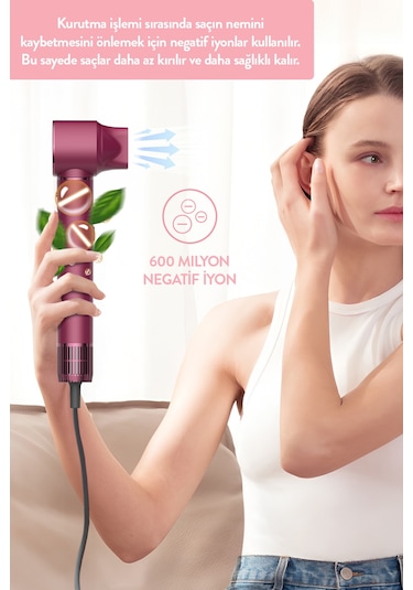 Pro Compact Uzun Multi-styler Hava Üfleme 5in1 Saç Şekillendirici Bldc Shd-1729 Royal Gilded Red Bordo