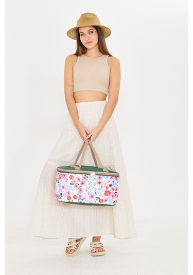 Superbag 22 Litre Piknik/kamp Çantası Sepeti. Termal Termos Çanta Sıcak-soğuk Koruma Sağlar Flower-250135 Flower Çok Renkli